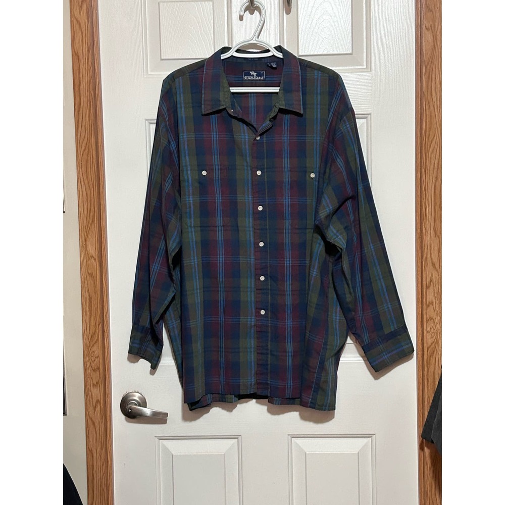 Steeplechase Men's Green Blue Burgundy Long Sleeve Button Front‎ Shirt Size 3X